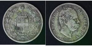 ITALY 1 Lira 1900 R - Silver 0.835 - Umberto I. - VF- - 3769
