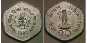 INDIA 20 Paise 1982 - Aluminium - F. A. O. - UNC - 33 *