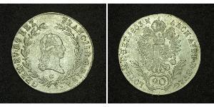20 Kreuzer Imperio austríaco (1804-1867) Plata Francis II, Holy Roman Emperor (1768 - 1835)