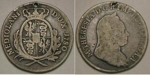 MILAN / MILANO (Italy) 1/2 Scudo 1780 - Silver 0.896 - Maria Theresa - 2107 *