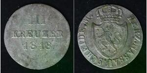 NASSAU (German State) 3 Kreuzer 1818 - Silver - Wilhelm - VF - 2751