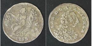 NAPLES & SICILY (Italian State) 1/2 Carlino 1759 - Silver - Carlo I - VF+ -3789*