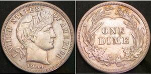 UNITED STATES 1 Dime 1909 - Silver .900 - XF - 3347 