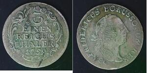 PRUSSIA 1/3 Thaler 1759 - Silver 0.666 - Friedrich II. - VF - 4212