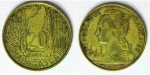 MADAGASCAR (French Colony) 20 Francs 1953 (a) - Aluminum/Bronze - VF - 1121