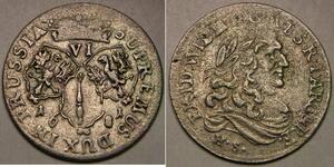 BRANDENBURG PRUSSIA 6 Groschen 1681 HS - Silver 0.52 - Friedrich W. - VF+ -3631*