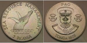 TONGA 2 Paanga 1979 - Cu-Ni - F. A. O. / Humpback Whale / Progress - aUNC - 136*