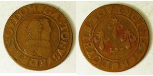 DOMBES (France) Double Tournois 1636 - Copper - Gaston de Orleans - 4234