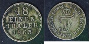 MECKLENBURG SCHWERIN 1/48 Thaler 1863 A - Silver - Friedrich Franz II. - 473