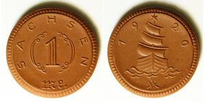 SAXONY (Germany) 1 Mark 1920 - Ceramic - Notgeld - aUNC - 3376