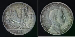 ITALY 1 Lira 1913 R - Silver 0.835 - Vittorio Emanuele III. - 3772