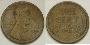 USA Wheat Ears Lincoln Cent 1922 D - Bronze - F - 3075 *