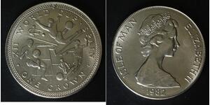 ISLE OF MAN 1 Crown 1982 - XII World Cup Spain - Elizabeth II. - aUNC - 4191