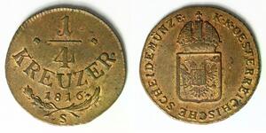 AUSTRIA 1/4 Kreuzer 1816 S - Copper - Franz II. (I.) - XF/aUNC - 2928
