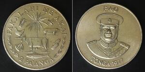 TONGA 2 Pa'anga 1977 - F.A.O. - Copper/Nickel - King Taufa'ahau Tupou IV. - 4124