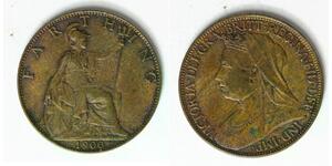 GREAT BRITAIN 1 Farthing 1900 - Bronze - Victoria - VF - 2312