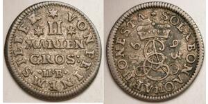 BRUNSWICK LUNEBURG CALENBERG 2 Mariengroschen 1693 HB - Silver - VF/XF - 2177 *