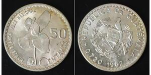 GUATEMALA 50 Centavos 1962 - Silver 0.720 - aUNC - 102