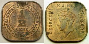 MALAYA 1/2 Cent 1940 - Bronze - George VI. - aUNC - 959 *