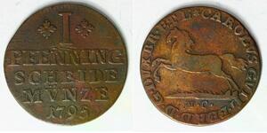 BRUNSWICK WOLFENBUTTEL 1 Pfennig 1795MC - Copper - Karl Wilhelm Ferdinand - 1453