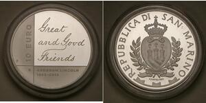 SAN MARINO 10 Euro 2015 R Proof - Silver 0.925 - Abraham Lincoln - 3803 *