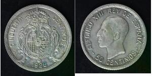 SPAIN 50 Centimos 1926 PC-S - Silver 0.835 - Alfonso XIII. - VF - 4534