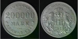 HAMBURG 200000 Mark 1923 - Aluminum - Notgeld / Emergency Money - aUNC - 2273