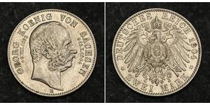  
 
    1904, German Empire/Saxony, George I.  Silver 2 Mark 