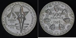 WEST AFRICAN STATES 500 Francs 1972 (a) - Silver 0.900 - Monetary Union - 1048