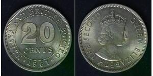 MALAYA AND BRITISH BORNEO 20 Cents 1961 - Copper/Nickel - VF/XF - 4626