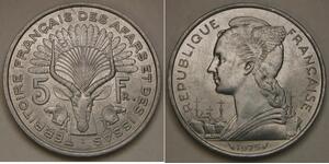AFARS & ISSAS 5 Francs 1975 - Aluminium - aUNC - 2727 *