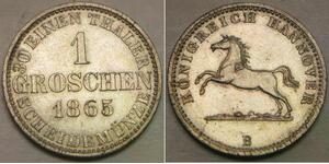 HANNOVER (German Kingdom) 1 Groschen 1865 B - Billon - George V. - XF/aUNC -856*