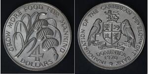 DOMINICA 4 Dollars 1970 - Copper/Nickel - F.A.O. - aUNC - 4384