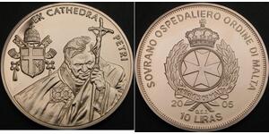 ORDER OF MALTA 10 Liras 2005 Proof - Insignia of Pope John Paul II - 1313 