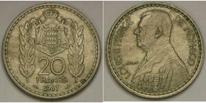 MONACO 20 Francs 1947 - Copper-Nickel - Louis II. - XF - 2973 *