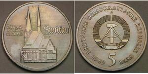 GERMANY (East - DDR) 5 Mark 1989 A - Cu-Zn-Ni - Katharinenkirche - aUNC - 284 *