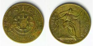 PORTUGAL 1 Escudo 1924 - Aluminum/Bronze - 4341