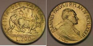 VATICAN 200 Lire 1982 / Anno IV. - Aluminum-Bronze - John Paul II. - UNC - 150 *