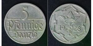 DANZIG 5 Pfennig 1928 - Copper/Nickel - VF/XF - 2242