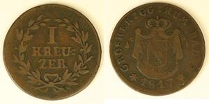 BADEN (German State) 1 Kreuzer 1817 - Copper - Karl Ludwig Friedrich - 694