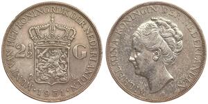 Netherlands - 2-1/2 Gulden 1931 - Wilhelmina - Silver