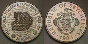 SEYCHELLES 25 Rupees 1983 - Cu-Ni - World Fisheries Conference - UNC - 168 *