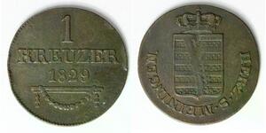 SAXE MEININGEN (German State) 1 Kreuzer 1829 - Copper - Bernhard II. - VF- - 745