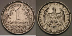 GERMANY (3rd Reich) 1 Reichsmark 1934 G - Nickel - XF+ - 2119 *