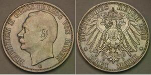 BADEN (German Empire) 3 Mark 1912 G - Silver 0.9 - Friedrich II. - XF- - 1718 *