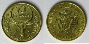 MALAGASY REPUBLIC 10 Francs 1970 - Aluminum/Bronze - F.A.O. - aUNC - 3990