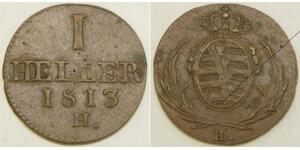 SAXONY (German Kingdom) 1 Heller 1813 H - Friedrich August I. - XF/aUNC - 3001 *