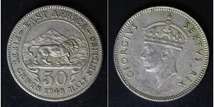 EAST AFRICA 50 Cents 1948 - Copper/Nickel - George VI. - VF - 1578