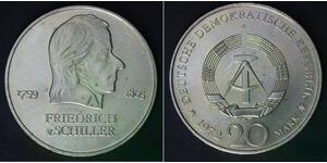 GERMANY (DDR) 20 Mark 1972 A - Copper/Nickel - Friedrich von Schiller - 523