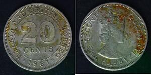 MALAYA AND BRITISH BORNEO 20 Cents 1961 H - Copper/Nickel - VF - 4623